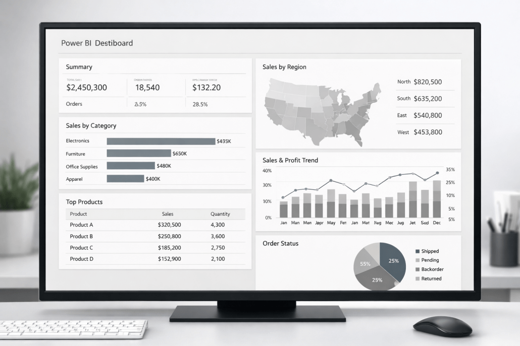 Example: Power BI reporting on SQL Server views fed by SQList.